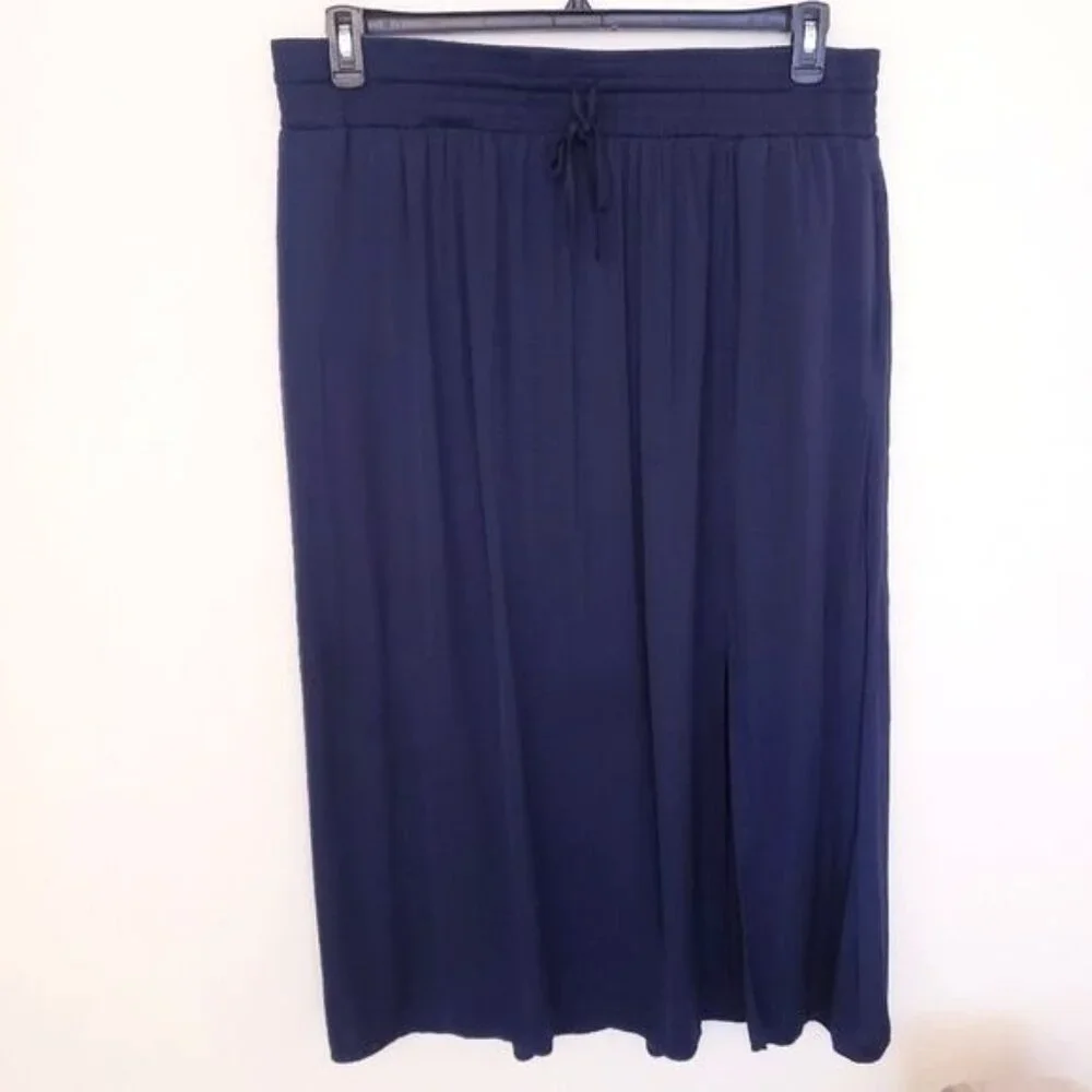 Chico's Rayon Blend Lightweight Blue Maxi Skirt w/Side Slit Chicos Sz 3/XL EUC